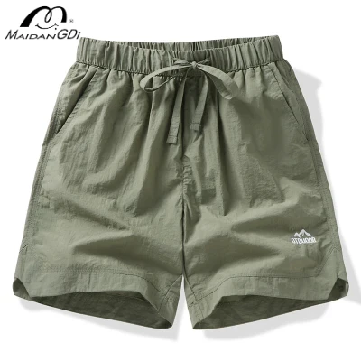 MAIDANGDI Nylon Embroidered Ice Silk Work Pants for Middle-aged Young Men Plus Size Shorts Thin Cut Quick Drying 5% Sports