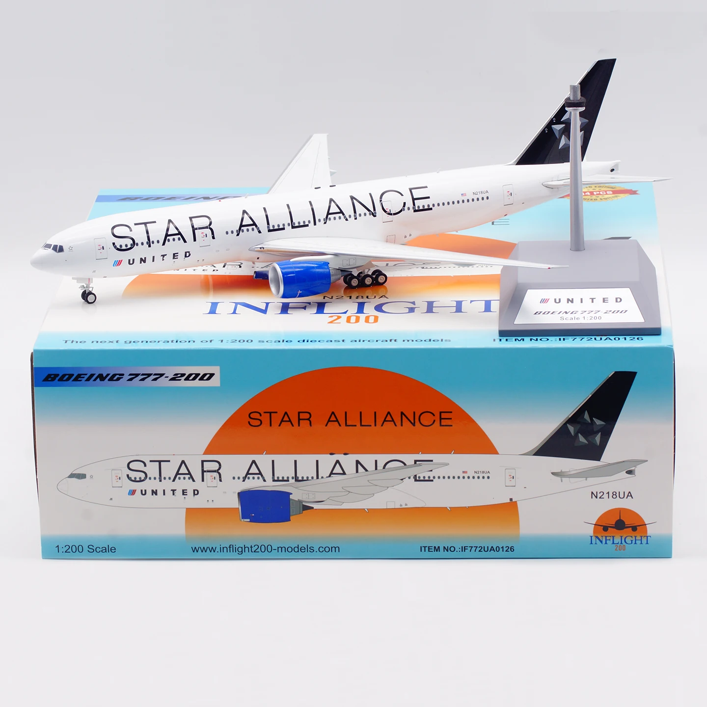 

IF772UA0126 Alloy Collectible Plane Gift INFLIGHT 1:200 United Airlines Boeing B777-200ER Diecast Aircraft Jet Model N218UA