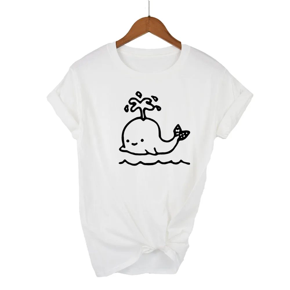 100% cotton whale Print Women tshirt Casual Cotton Hipster Funny t shirt For Lady Top Tee Tumblr Drop Ship