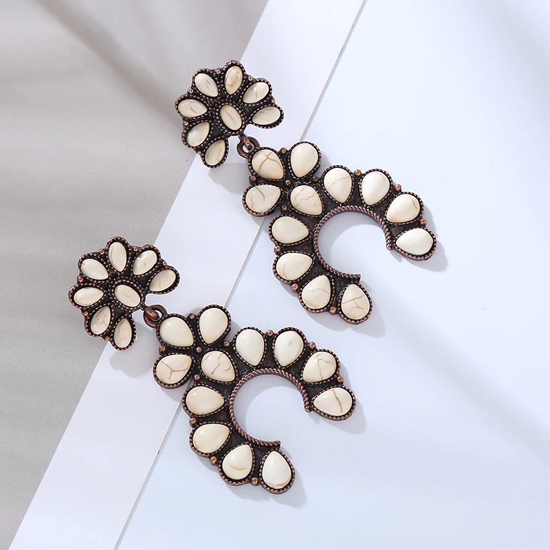 European and American New Creative Earrings Set with Turquoise Party Earrings Versatile and Elegant Ancient Style Earrings