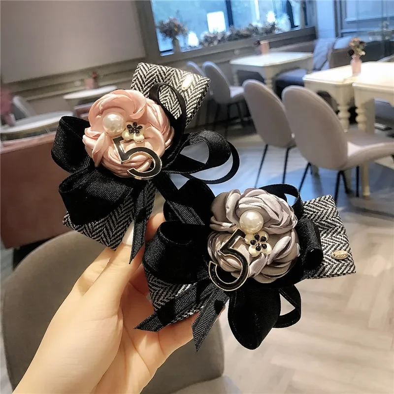 Fashion Sweet Hairpin Big Bow Camellia Spring Clip Top  Ponytail Women Hair Accessories for Girls Floral Bows s