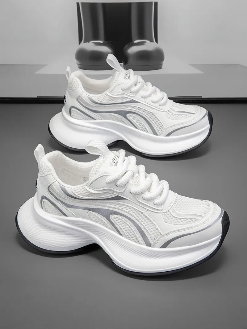 Men's Casual Sport Shoes Breathable Mesh Thick Bottom Heightening Dad Trendy Shoes Autumn New Arrival Youth Dynamic Style