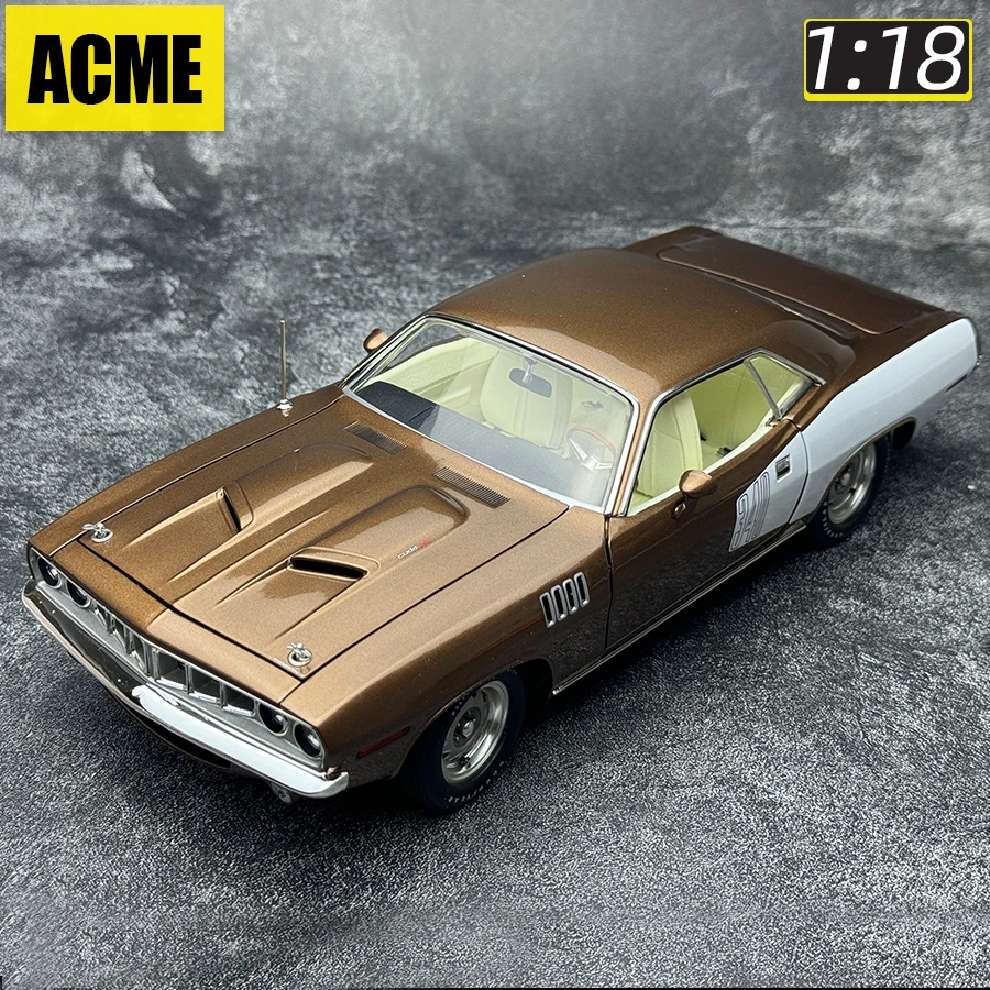 ACME 1:18 scale new Plymouth Cuda 1971 Muscle Alloy car model Sports car Static display piece holiday gift collection for friend