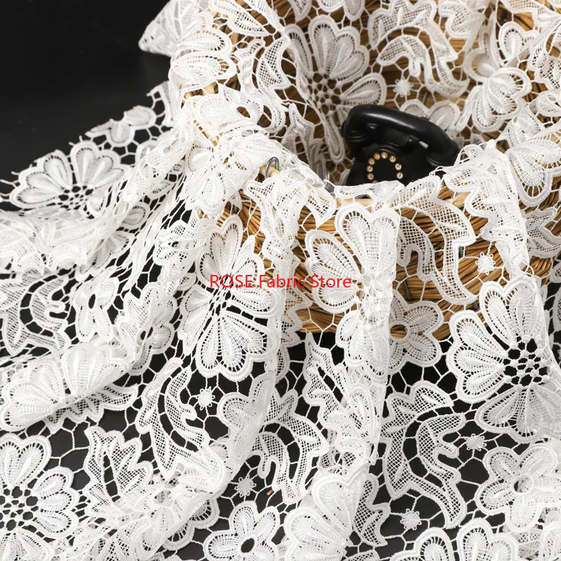 

1-метровая водорастворимая ажурная кружевная вышитая ткань, женское кружевное платье Cheongsam, материал для шитья своими руками