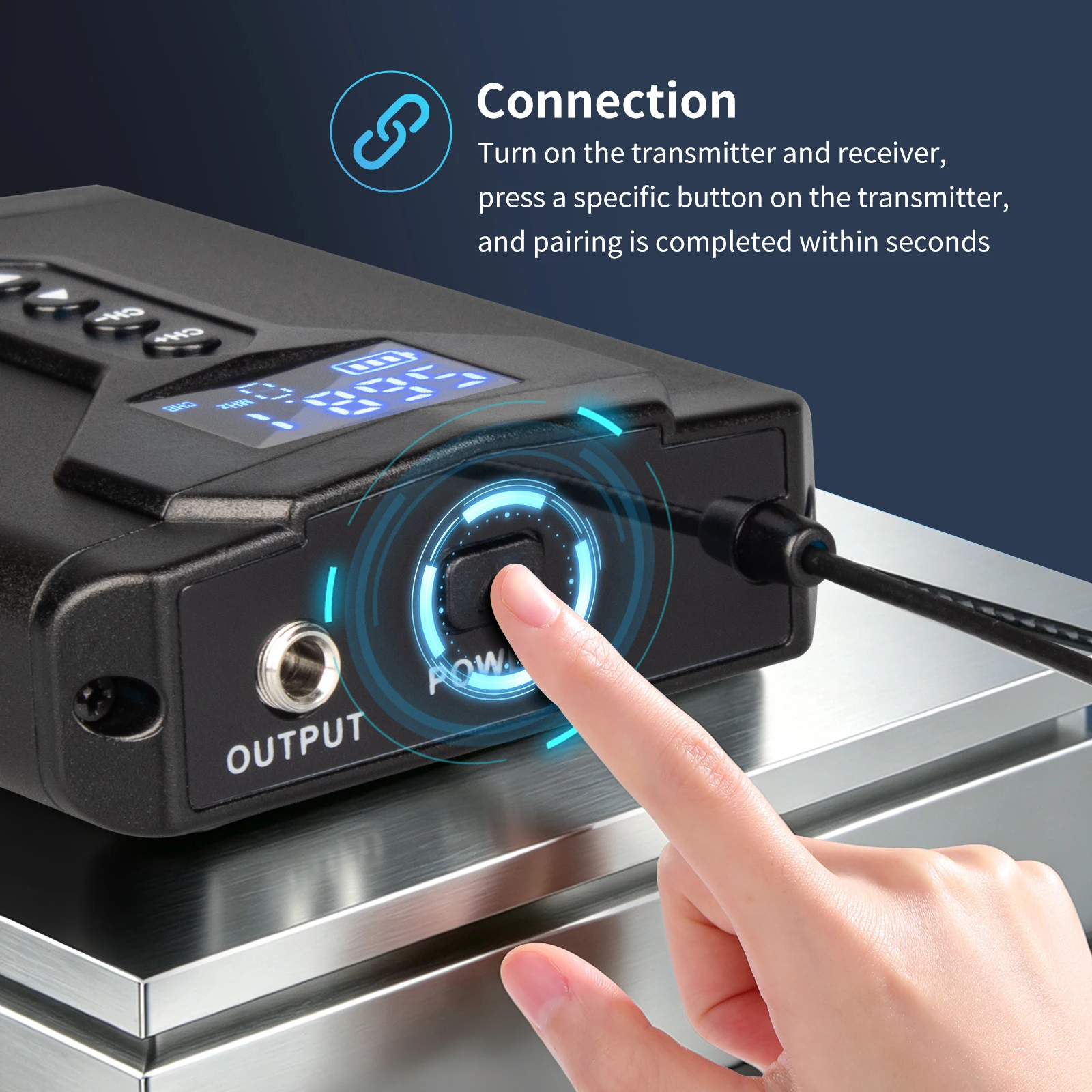 Depusheng DE4 Kabelloses Ohrmonitor-System mit Sender, Clip-on-Empfänger, automatischer Kopplung, In-Ear-Monitoring für Studio, DJ – Detail 7