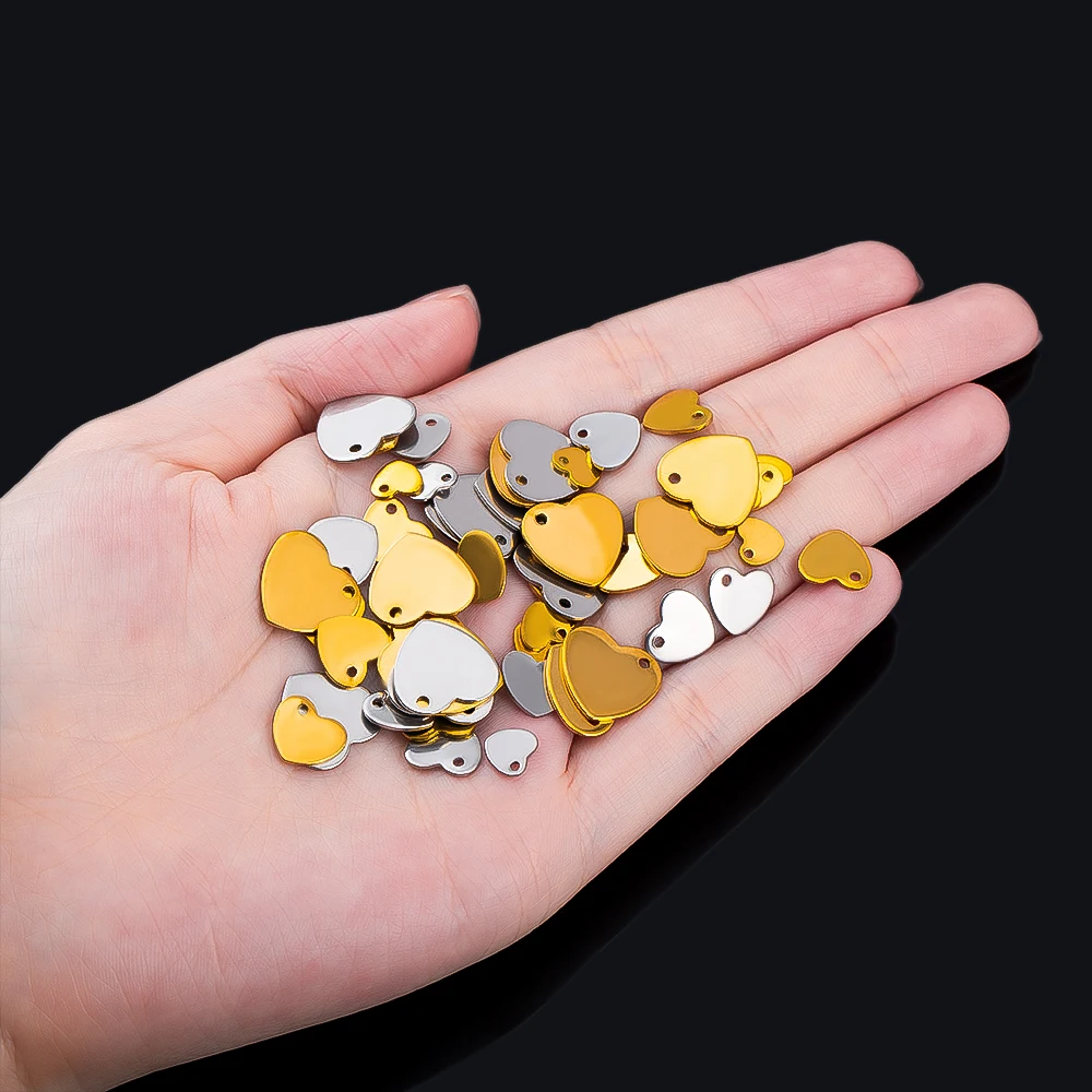 50 Pieces Stainless Steel Love Single Hole Pendant For DIY Necklace Earrings Jewelry Making Pet Tag Pendant Making image 3
