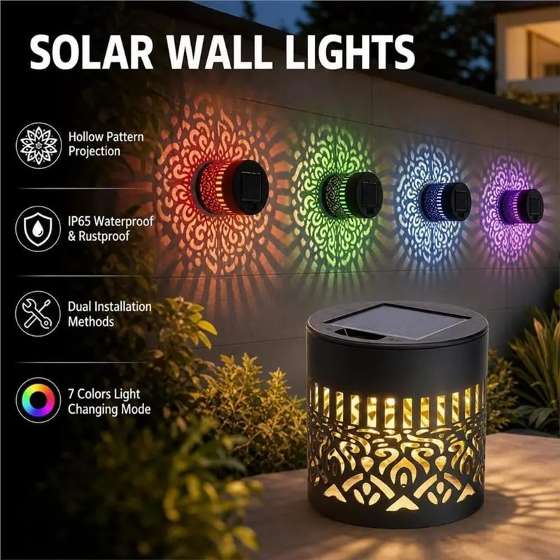 BHTS-Solar Mandala Lights(4-Pack) For Outdoor For Garden Decor- IPX65 Waterproof Wall Deck Step Stair Lighting