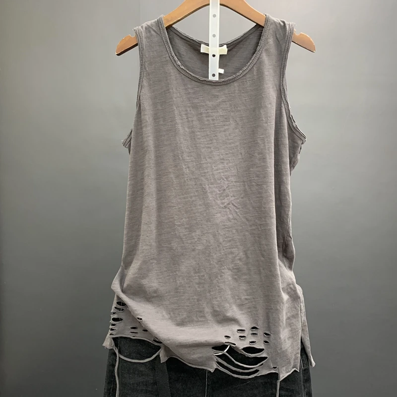 Solid cotton tank top for women, round-necklace, loose, casual, match all, new summer 2025