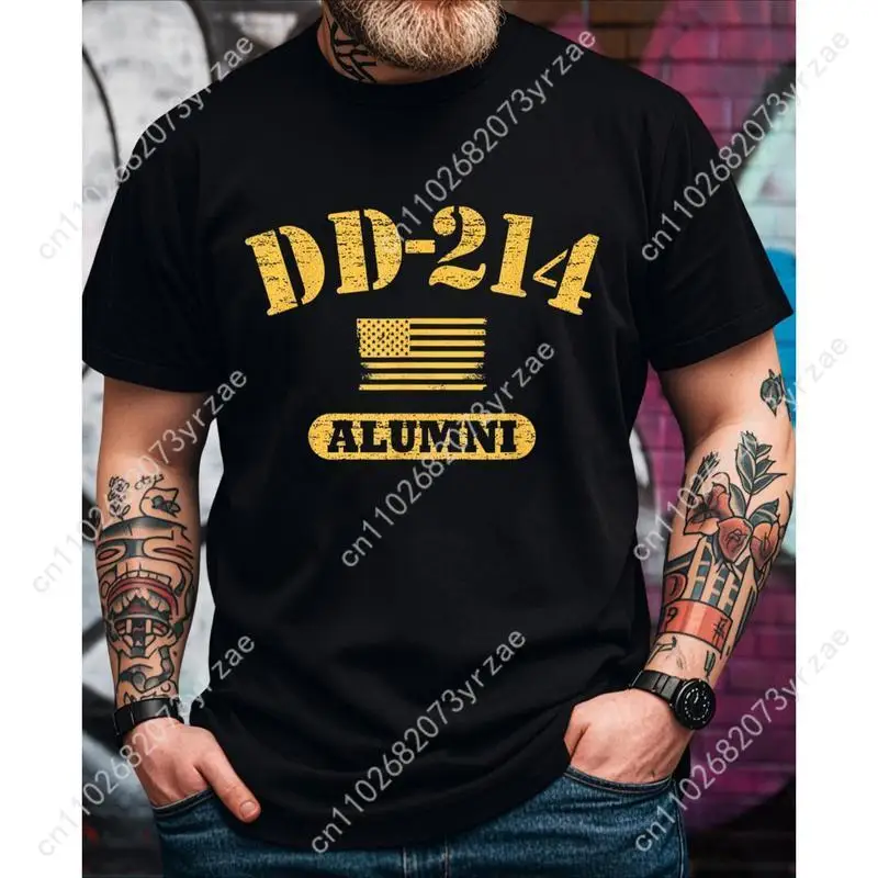 

DD 214 Alumni, американская армия, мужская и женская винтажная футболка высокого качества, хлопковая модная футболка с короткими рукавами, мягкие дышащие топы