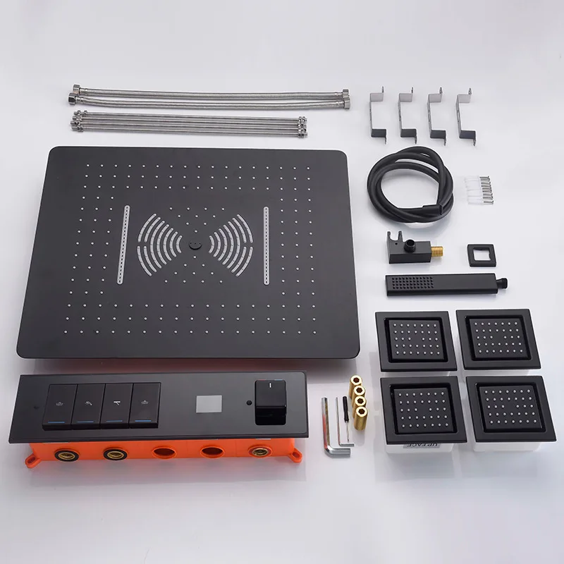 مجموعة دش مخفية فاخرة من النحاس بالكامل، خلاط ثرموستاتي بسيط مثبت على الحائط