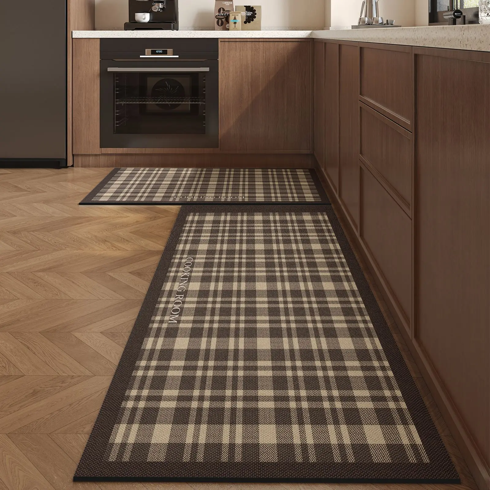 VIKAMA British Feng Shui Velvet Carpet - Water Absorbent and Easy to Clean - Restaurant Laundry Room Floor Mat - Home Decoration
