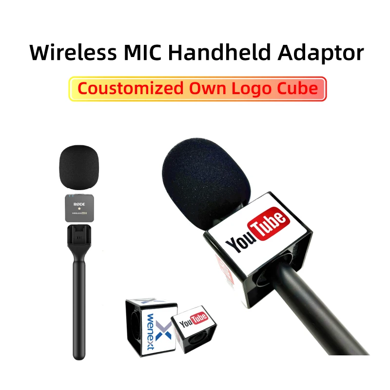 Adaptador de microfone de mão, Adaptador de alça de dji microfone, Adaptador de microfone Interview go Espuma de esponja, para Boya, para Rode, para SYNCO, para microfone sem fio godox, com sapata fria