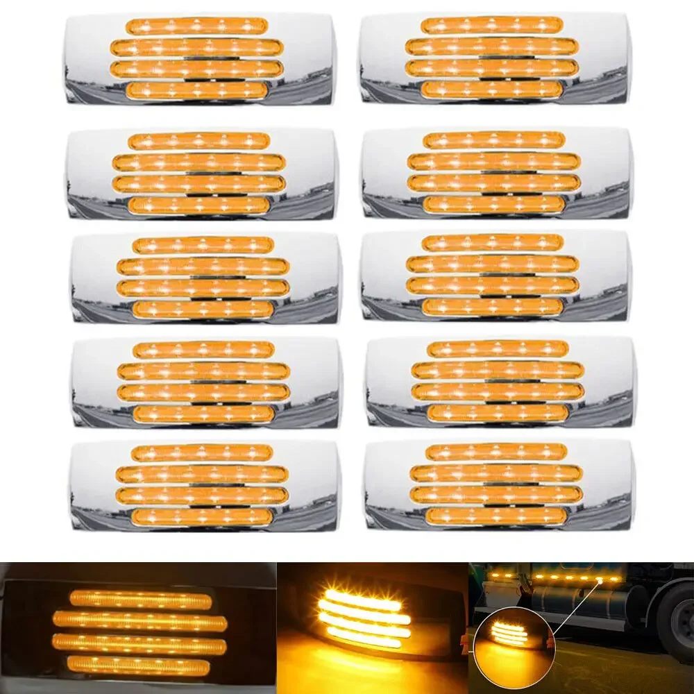 

10PCS 22LED Side Marker Light Indicator Lights for Trailer Truck RV Camper Side Taillights Universal 12V Amber Clearance Lights