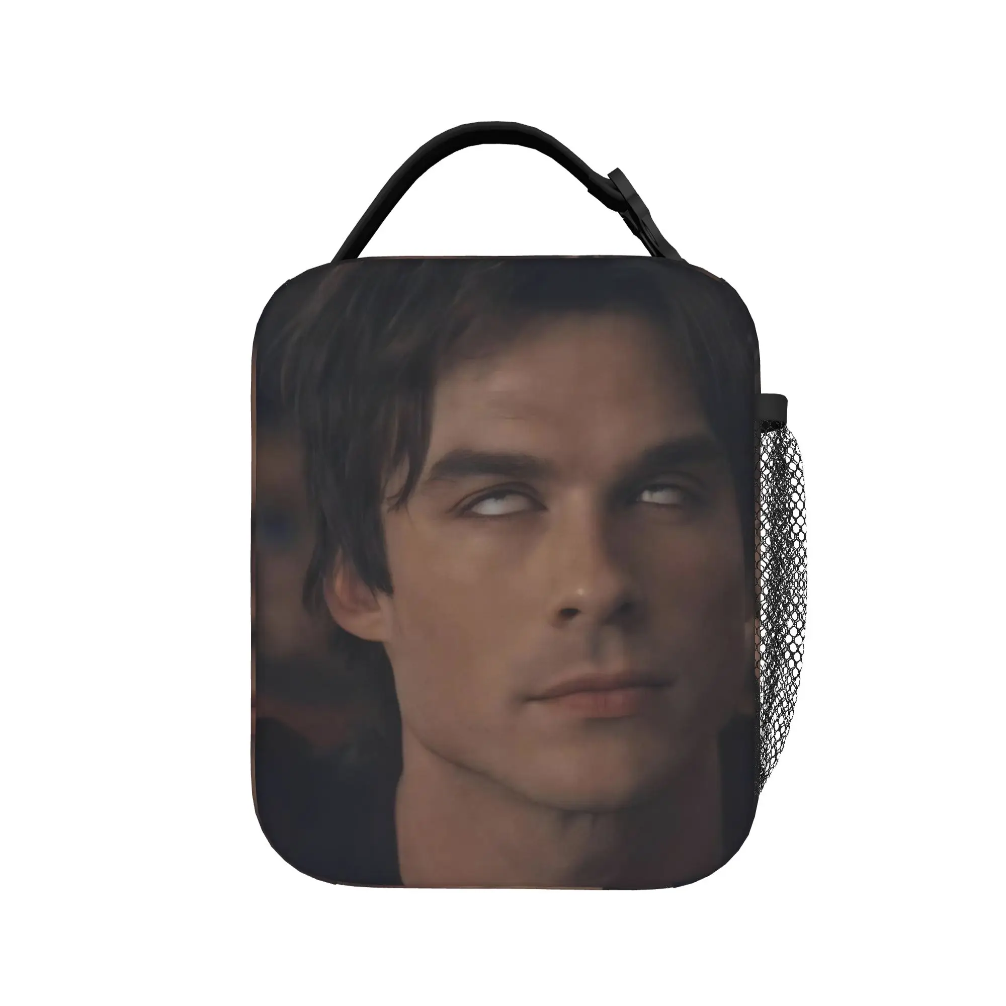 

Многоразовая сумка для обеда по мотивам фильма «Дневники вампира», ланч-бокс с Дэймоном Сальваторе для мужчин, офисная сумка-холодильник, термосумка из оксфордской ткани, сумка-тоут