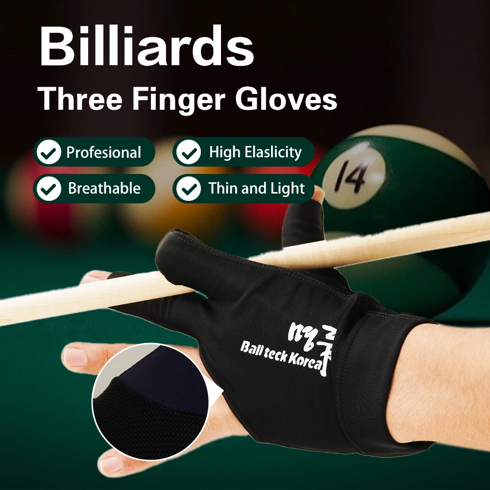 Professional Billiard Glove, 3 Fingers Billiard Accessories, High Quality, Balltex Korea Carom, Left Hand, Medium