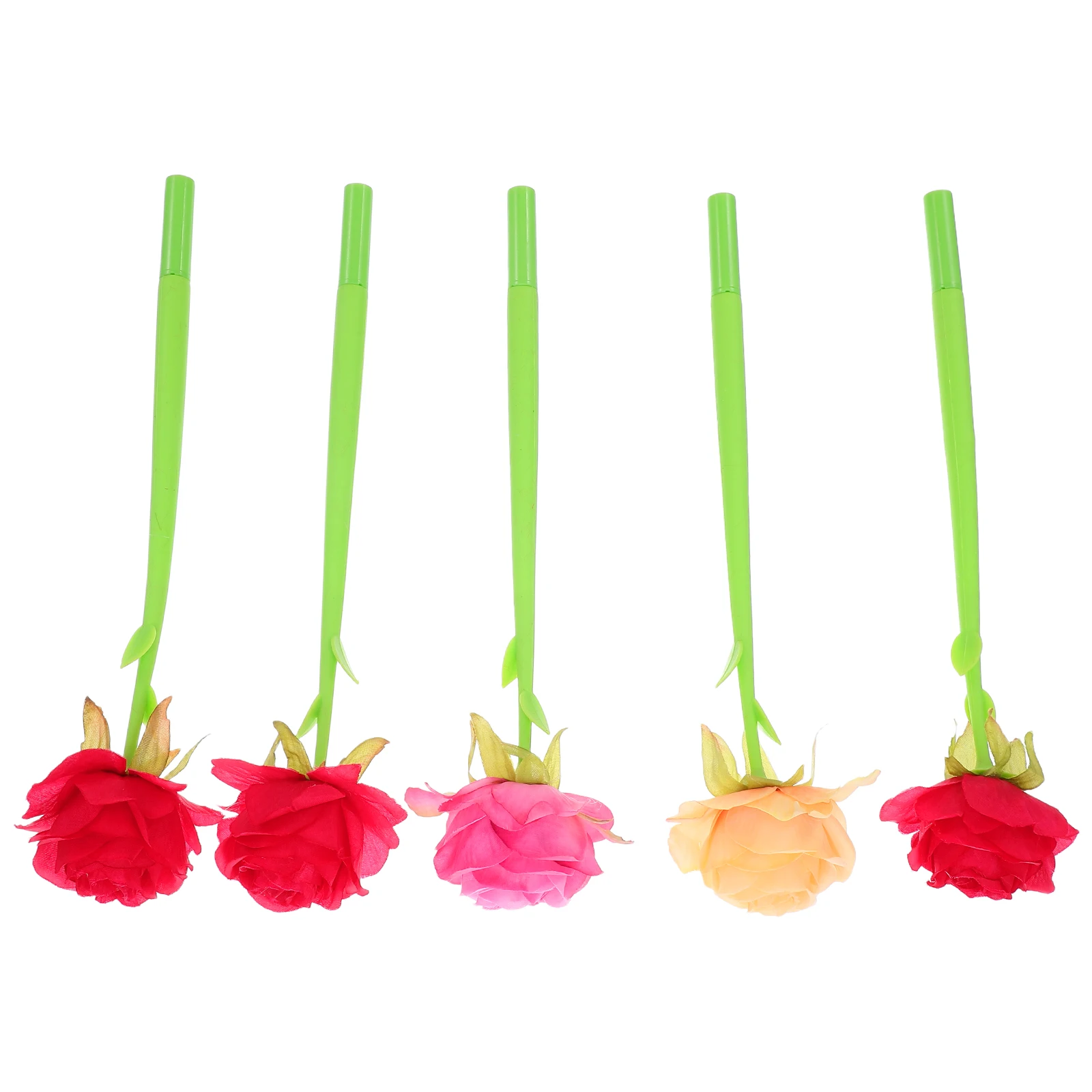 

5pcs Simulated Rose Ballpoint Cloth Flower Design Comfortable Grip Fine Tip For School Office Students Stationery Portable