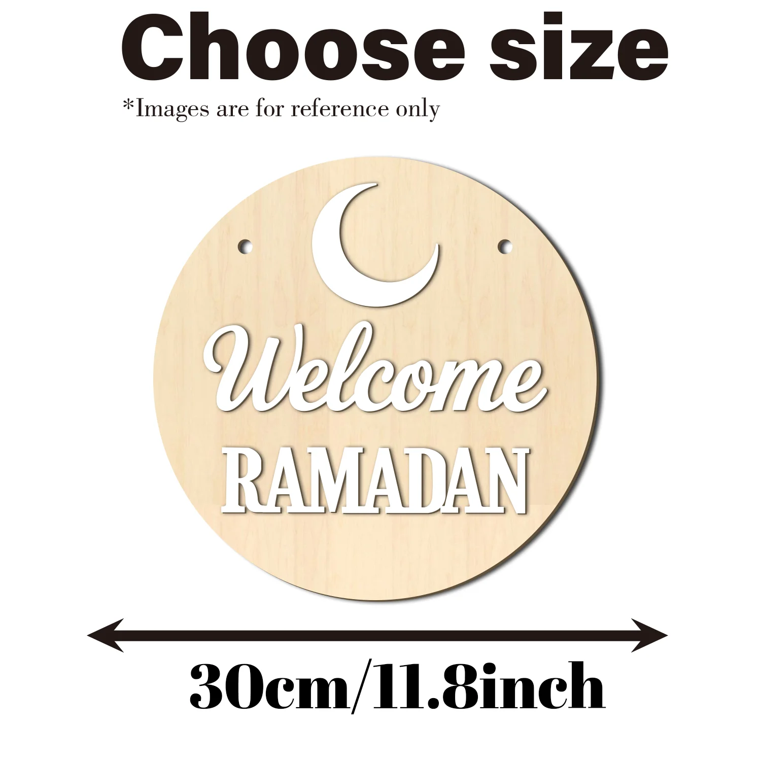Islamic Welcome Ramadan Wooden Door Hanger, Muslim Crescent Sign with Rope, Ramadan Eid Mubarak Home Wall Porch Decor