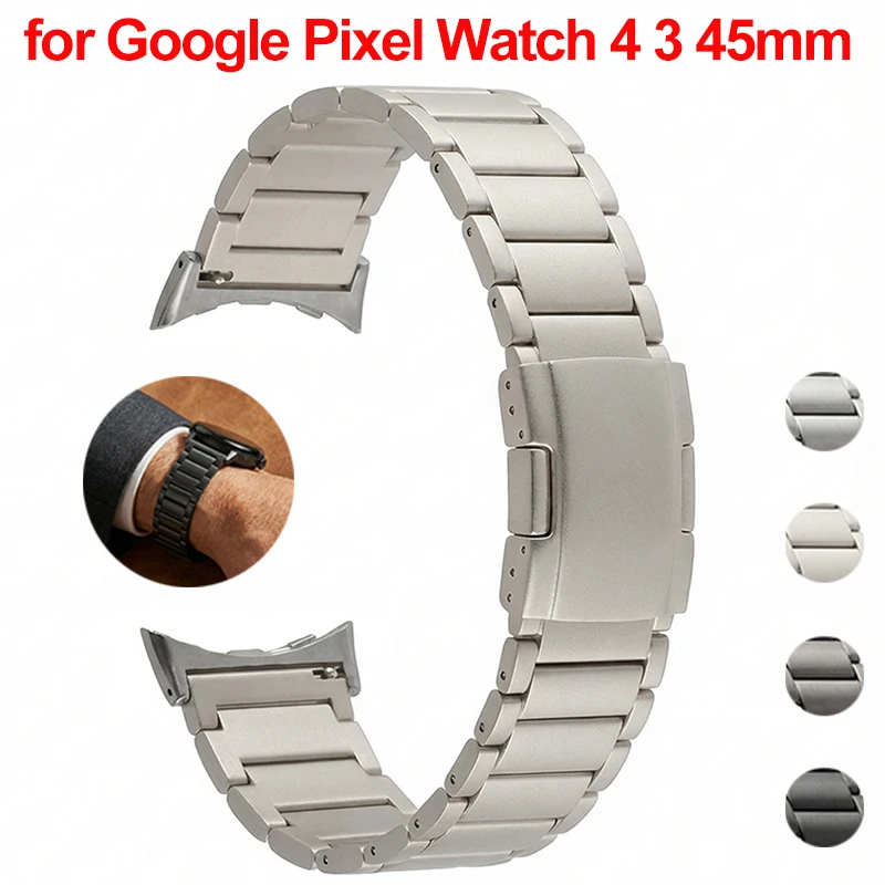 Titanarmband für Google Pixel Watch 4 45 mm Metallgliederarmband für Pixel Watch 3 45 mm Ersatzzubehör Armband