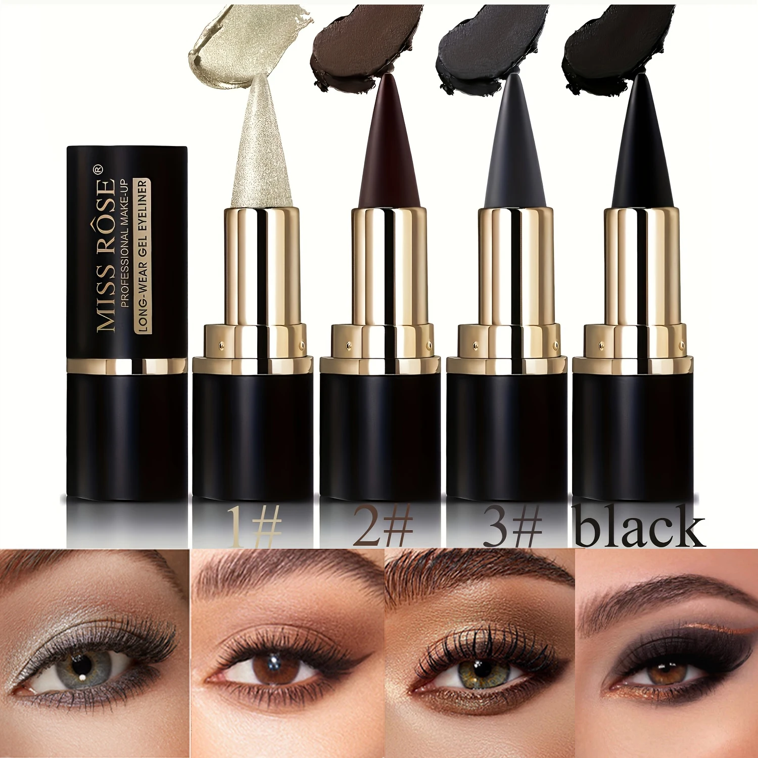 2PCS Creamy Texture Eyeliner Set Gel Eyeliner Easy Coloring Sweat Proof High Pier Pencil, Daily Makeup Accessories for Women