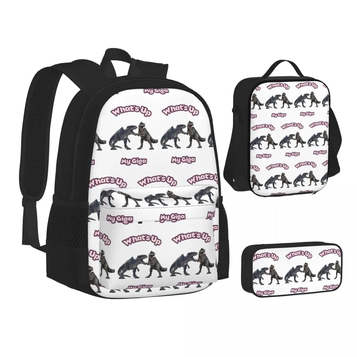 Game Ark Survival Evolved What's Up My Giga Sacs à dos pour garçons et filles, sacs d'école, sac à dos, sac à déjeuner, sac à crayons, ensemble de trois pièces