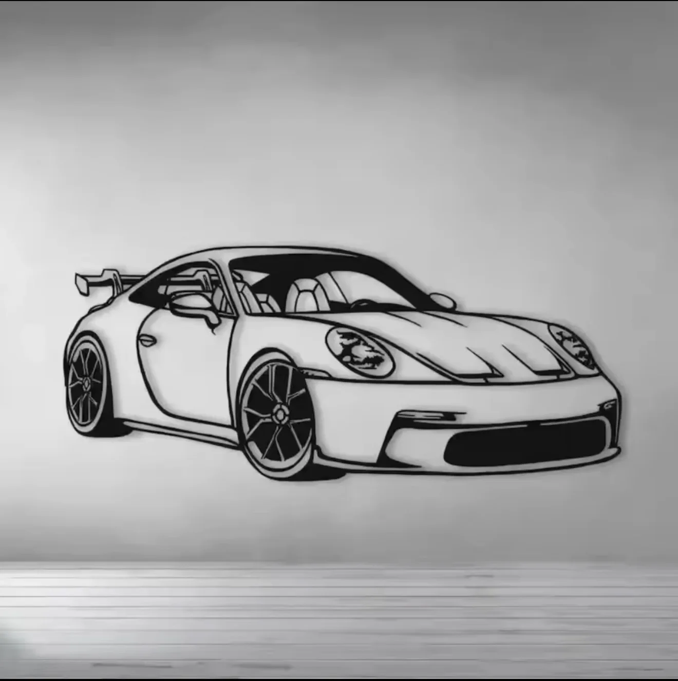 1PC Front Facing Metal Car Wall Art - Robust Metal, Unique Silhouette, Ideal Decor for Car Enthusiast Homes