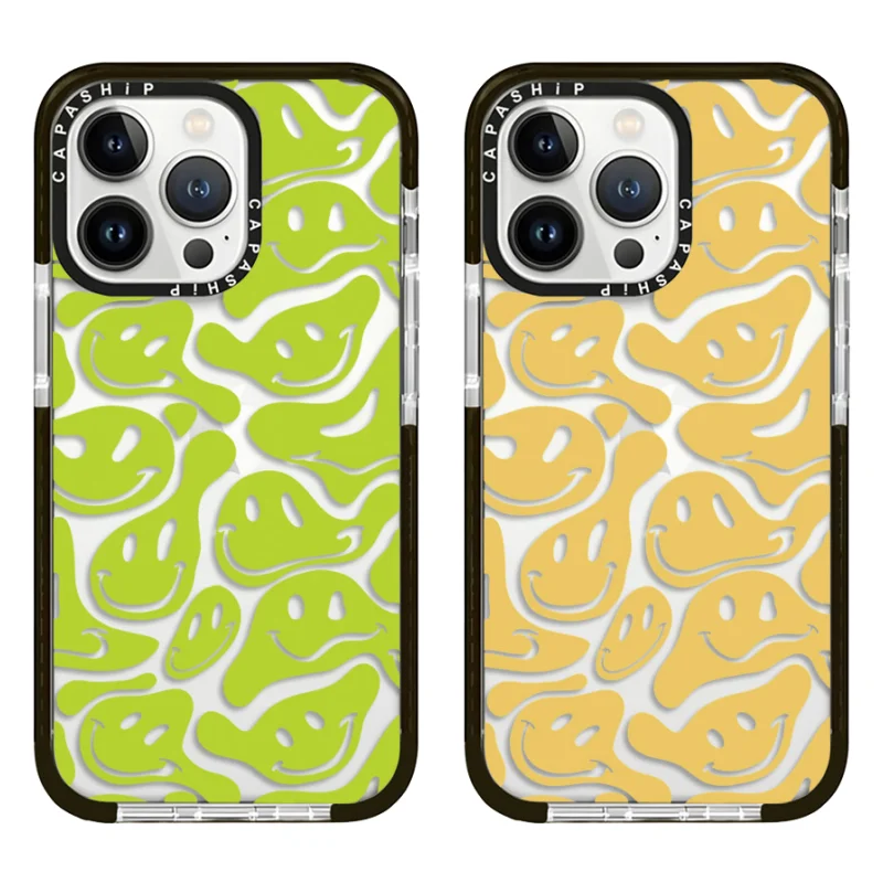 Full Screen Solid Twisted Smiling Face Case For iPhone 15 14 13 12 11 Pro X XS XR Max 7 8 Plus SE Soft TPU Shockproof Back Cover