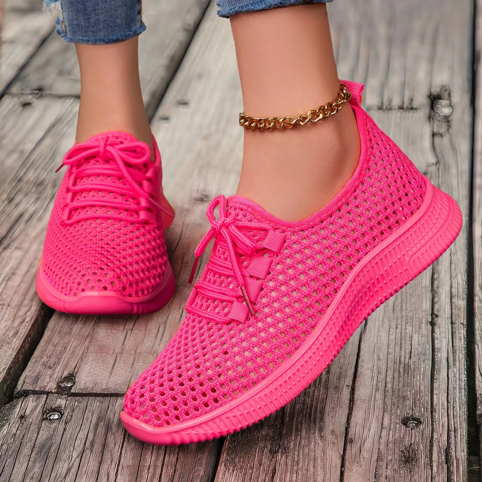

Women Casual Breathable Mesh Sneakers Lightweight Walking Sport Shoes Lace Up Air Cushion Outdoor Gym Summer Footwear Soft Comfy