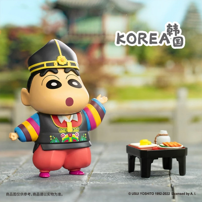 

Genuine Crayon Shin-Chan Anime Around The World 3 Series Blind Box Desktop Decoration Surprise Blind Box Toy Gift For Children