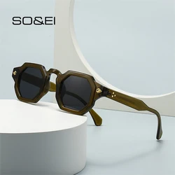 SO & EI-gafas de sol cuadradas con remaches para hombre y mujer, lentes de sol con degradado, UV400, de diseñador de marca, estilo Punk