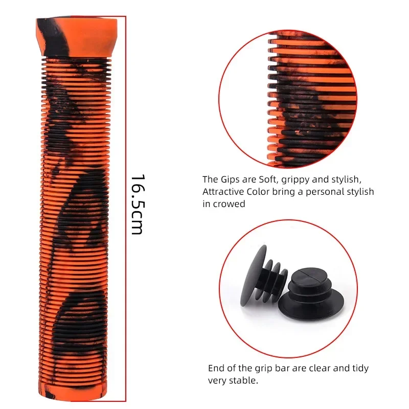 165mm Rubber Bicycle Grips Extended Bike Cuffs Soft Shock-absorbing Bike Handlebar Handles Covers for Fixed Gear / Scooter Parts image 2