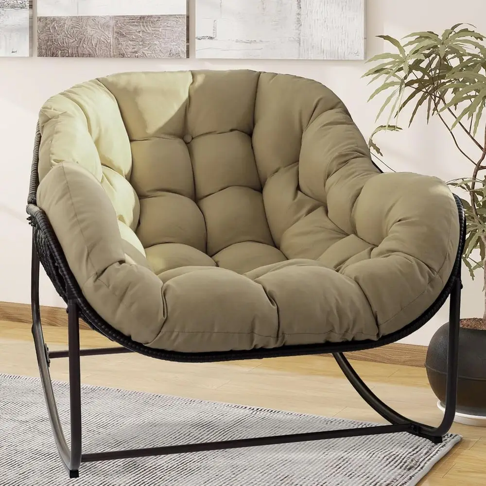 

Papasan Rocking Chair,Oversized Papasan Chair with Cushion and e or Indoor& Outdoor, Deep Seat Egg-Shaped Rocker Chair or Garden