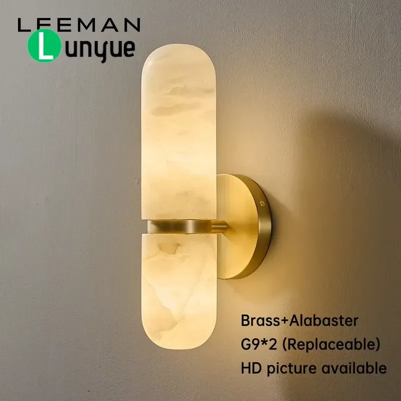 LED Wall Lamp Copper Marble Shade Modern Bedroom Lighting Fixture Elegant Home Decor Ambient Light for Living Room Hallway