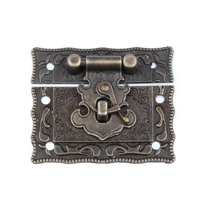 

652F Wooden Box Padlock Antique Decorative for Lock Cabinet Buckle Toggle Closure Lock Box Accessory Anti-corrosion