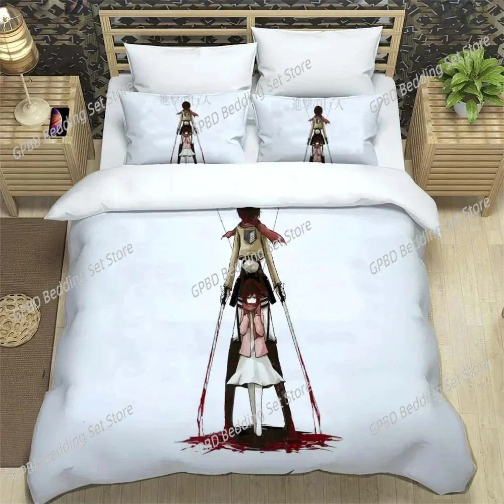 Attack On Titan Printed Polyester Bedding Bedding Set Quilt Cover Pillowcase Soft And Comfortable Customizable