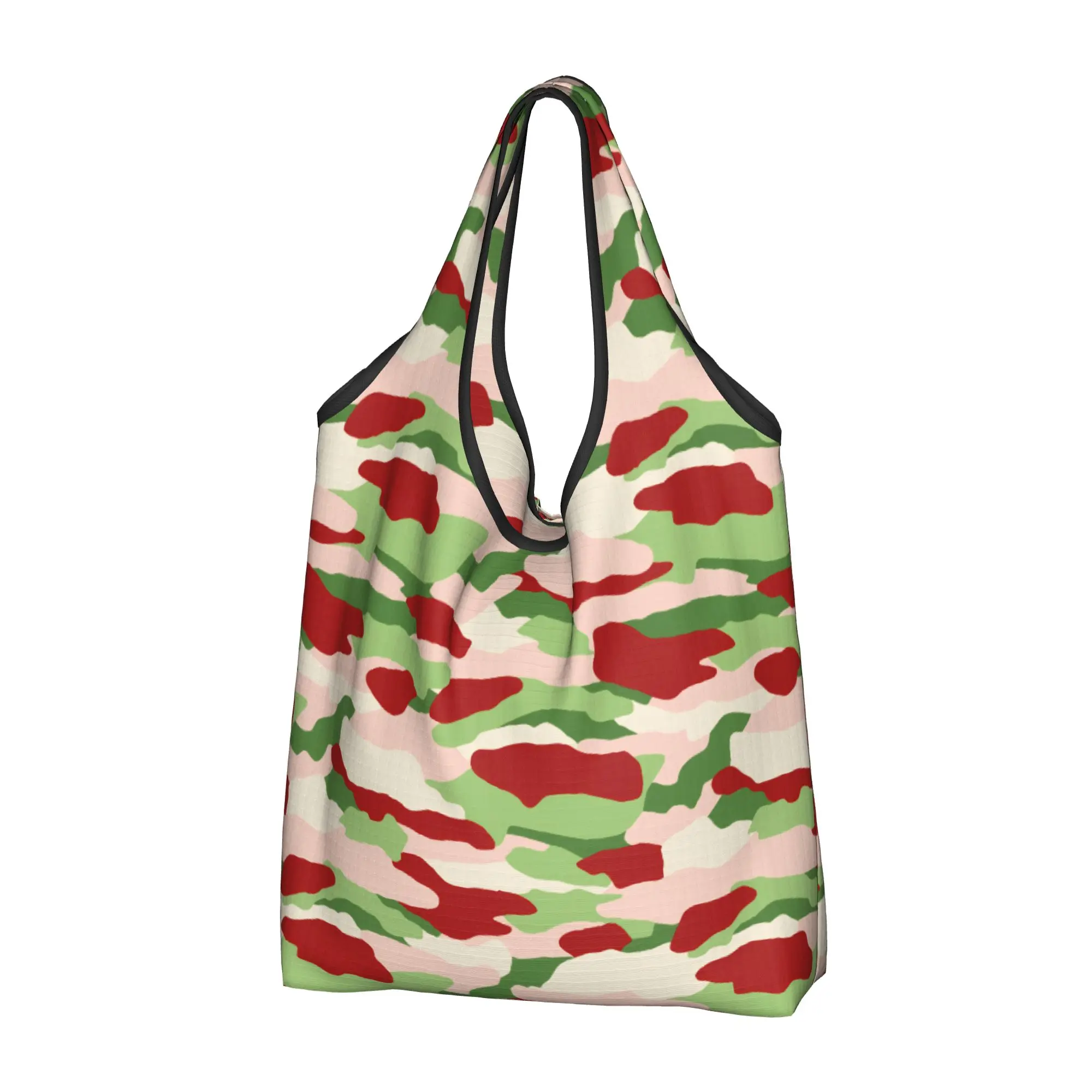 Reusable Tactical Christmas Inspired Camouflage Shopping Bag Women Tote Bag Portable Camo Military Army  Grocery Shopper Bags
