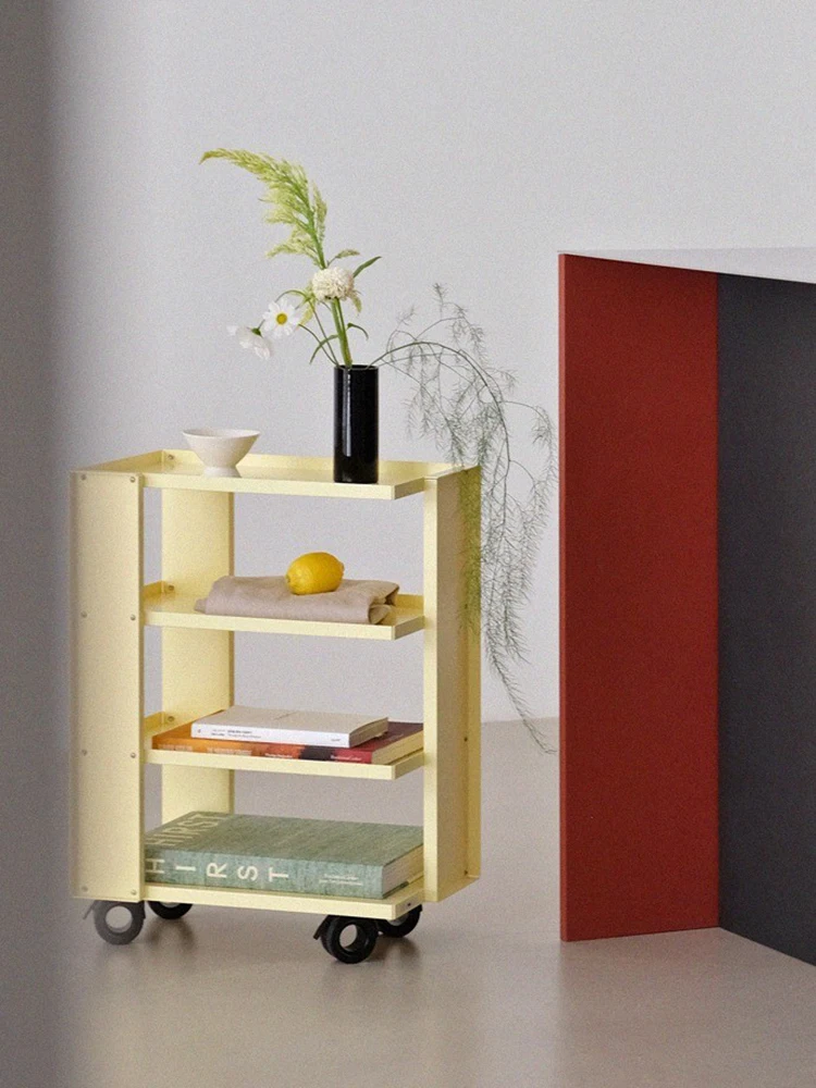 Mobile Trolley Storage Rack Iron Art Sofa Side Table Modern Simple Bedside Table Small Coffee Table Light Luxury