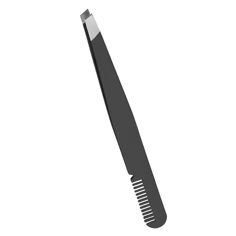 1.2mm Thick Stainless Steel Eyelash Clip Eyelash Tweezers Diagonal Mouth with Comb Eyebrow Clip Beauty Tool Lash Sharp Tweezers