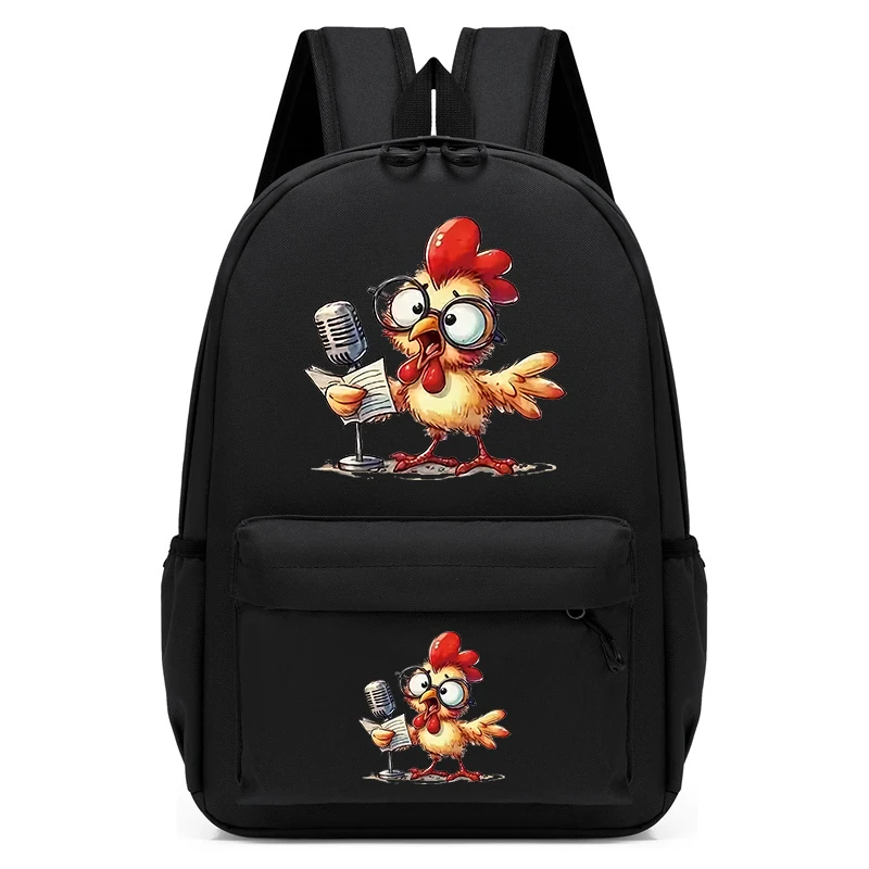 Mochilas escolares para niñas, bolsa de nailon con diseño de pollo y acuarela, para estudiantes, guardería