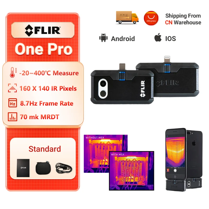 FLIR ONE PRO Thermal Camera Mobile Phone PCB Circuit Infrared Water Pipe Floor Heating Detect IOS TypeC Thermal Imager for Phone