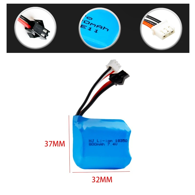 Akumulator litowo-jonowy 7.4v 800mAh do H100 H102 H106 18350 7.4v do JJRC S1 S2 S3 S4 S5 wysokiej prędkości zdalnie sterowana łódka RC 1Pcs do 5Pcs