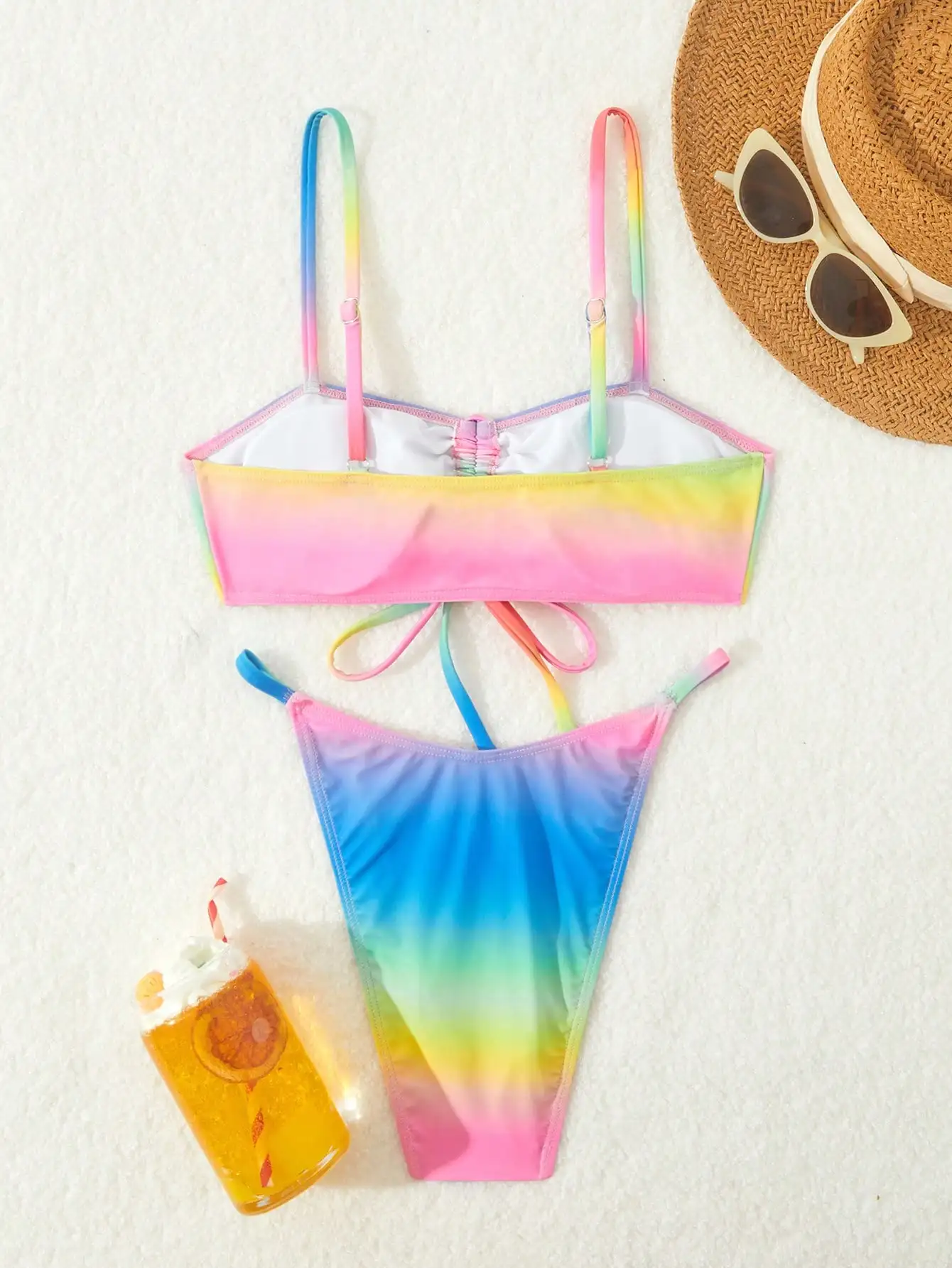 Bikini Bandeau Seksi 2025 Pakaian Renang Wanita Dua Potong Pakaian Renang Wanita Thong Bikini Set Pakaian Renang Pelangi Biquini Brasil