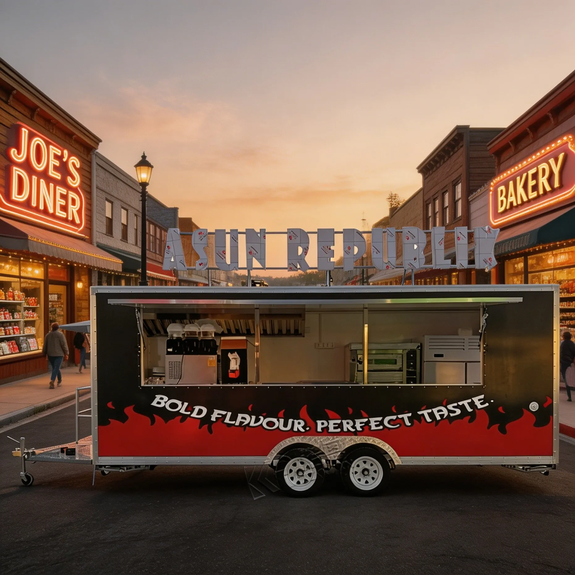 

Mobile Kitchen Trailer Fast Food Truck with Full Equipment Concession Food Cart for Street Vending Business for Sale
