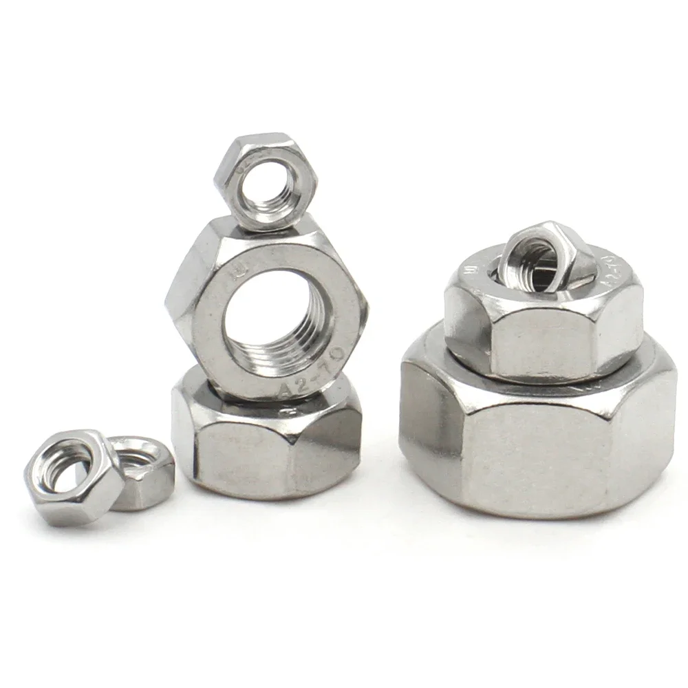 5/10/20/50pcs M1 M1.2 M1.4 M1.6 M2 M2.5 M3 M3.5 M4 M5 M6 M8 304 Stainless Steel Hex Hexagon Nut DIN934 Metric