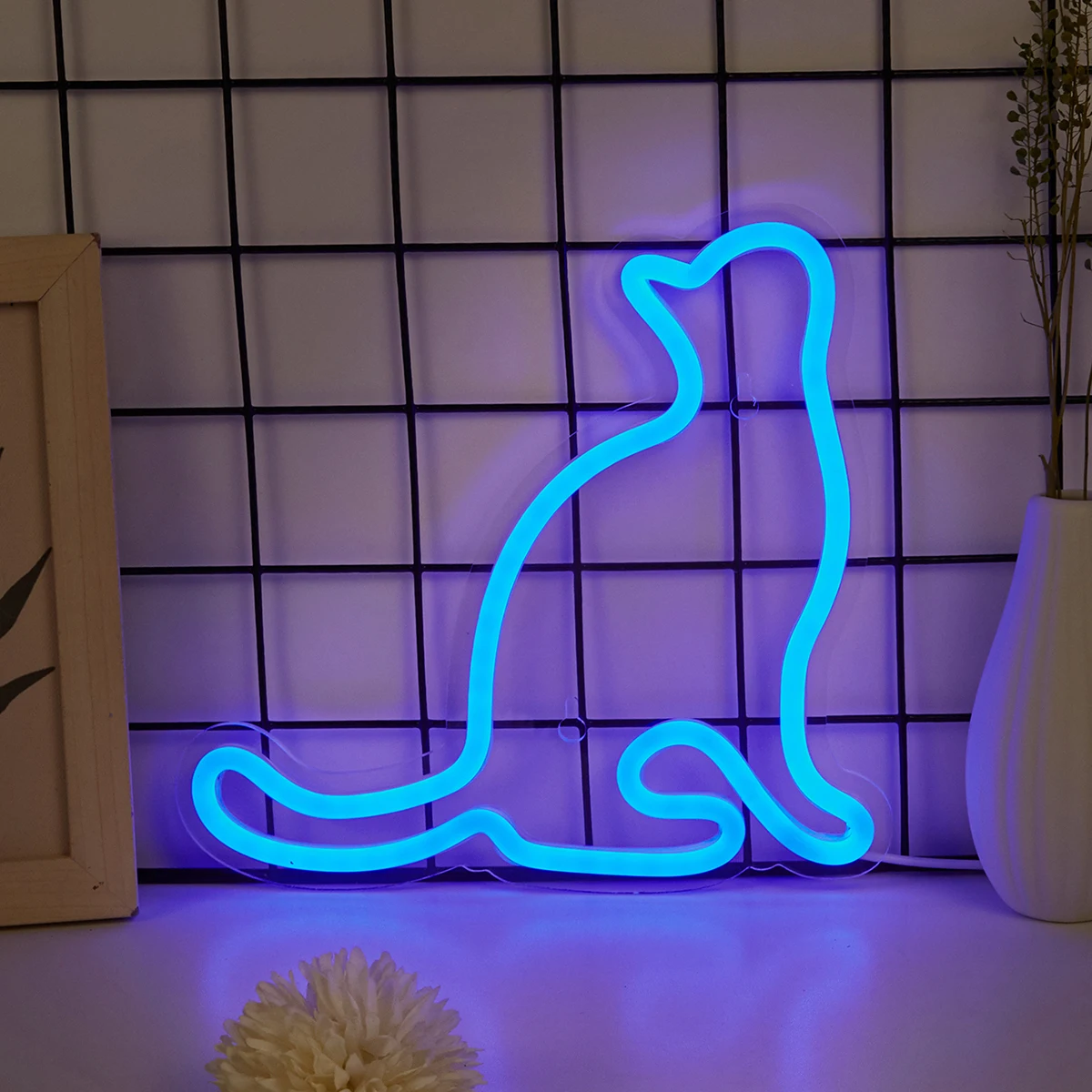 Chi-Buy 1PC znak Neon LED w kształcie kota zasilany przez USB do sypialni dekoracja ścienna znaki neonowe nadaje się na wakacje