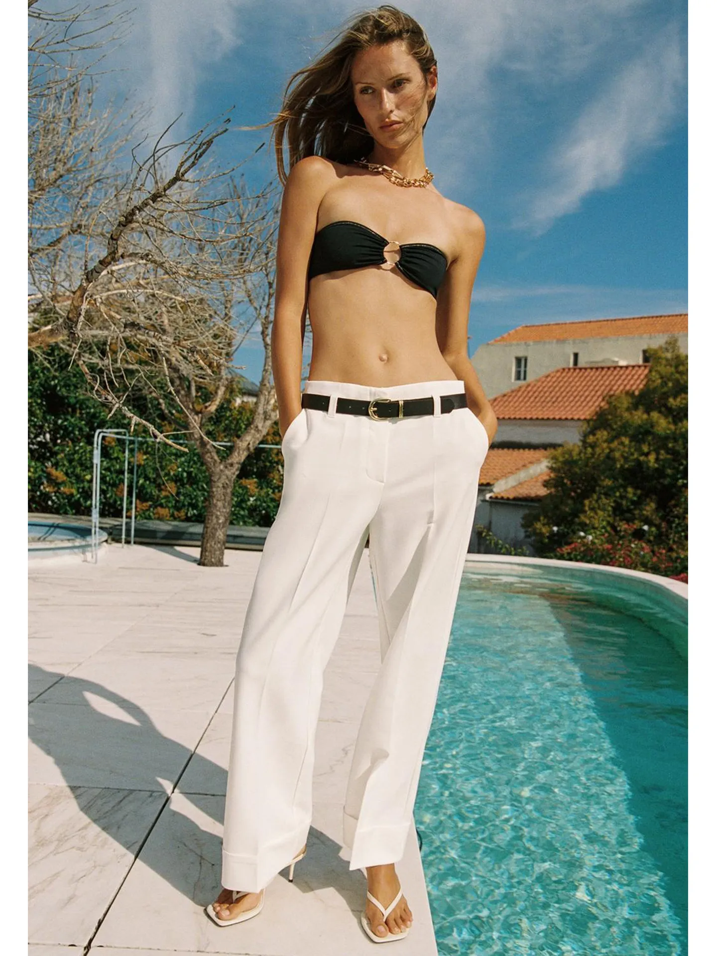 Fall New Arrival Commuter Style Zipper High Waist Cuffed Straight Leg Pants Belt Included Ladies Casual Trousers