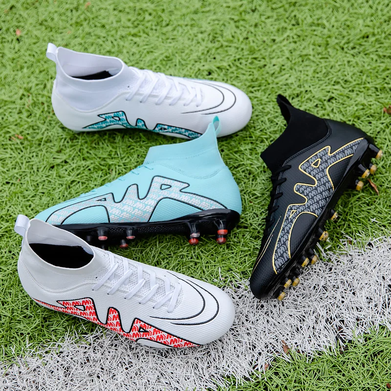 Męskie buty piłkarskie buty piłkarskie za kostkę AG/FG podeszwa zewnętrzna buty treningowe do futsalu dla kobiet chłopcy dziewczęta odkryte trampki