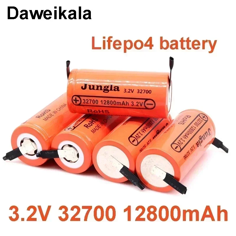 Daweikala 32700 Lifepo4 Battery 3.2V12800mAh+Nickel Sheets Rechargeable Battery Lithium Iron Phosphate Power Battery with Screw