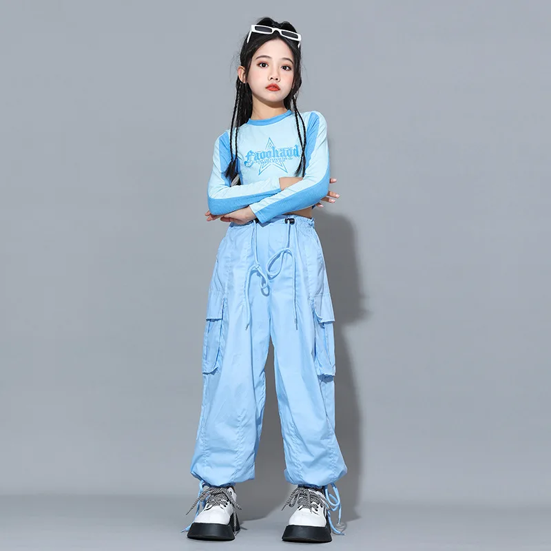 Street dance children's trendy clothing New Year's Day dopamine hip-hop set girls jazz dance clothing winter model runway perfor