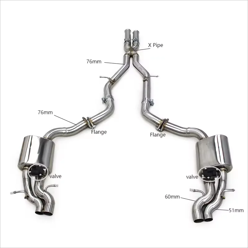 

YD Catback Exhaust System For Mercedes-Benz E63 E63S W212 6.2L AMG 2014-2015 With Four Doors Escape Stainless Steel Exhaust Pipe
