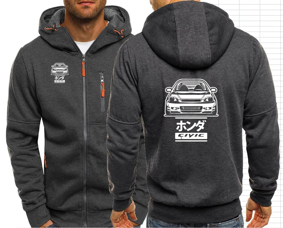 New CIVIC 6GEN Men Jackets Hoodies Coats Outwear Streetwear TYPE-R 6RD CAR B16 B18 JDM Hondaes Hooded Men Zip Sweatshirt 071